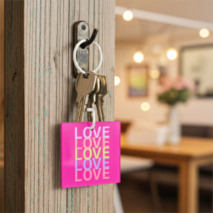 Porte-clés Elégante couleur "AMOUR" Typographie Art
