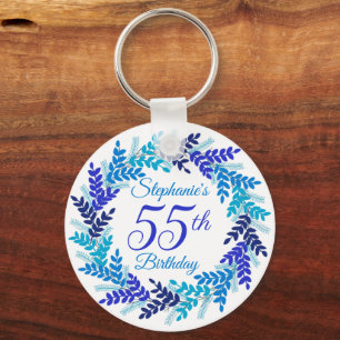 Porte-clés Élégante couronne bleue 55e anniversaire