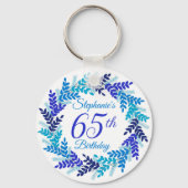 Porte-clés Élégante couronne bleue 65e anniversaire (Verso)