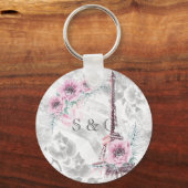 Porte-clés Elégante couronne de fleurs roses. (Recto)