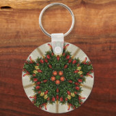 Porte-clés Élégante couronne de Noël Rouge Vert Kaleidoscopiq (Recto)