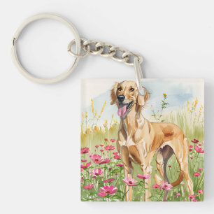 Porte-clés Élégante décoration d'art en aquarelle du chien Sa