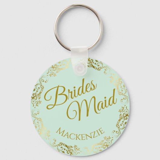 Porte-clés Elégante dentelle d'or sur la Mint Bridesmaid Mari (Recto)