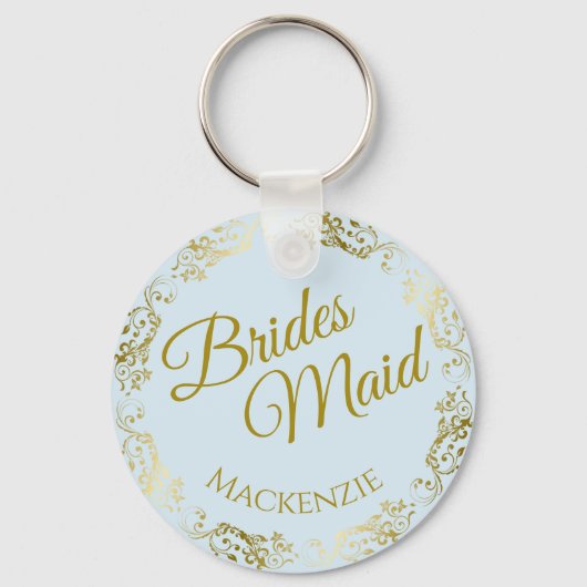 Porte-clés Elégante dentelle d'or sur le Mariage Bleu Bridesm (Recto)