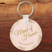 Porte-clés Élégante dentelle d'or sur rose bonne d'honneur Ma (Recto)