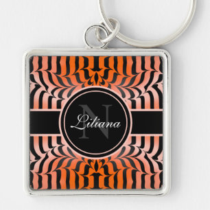 Porte-clés Elégante esthétique Peau de tigre orange et noir