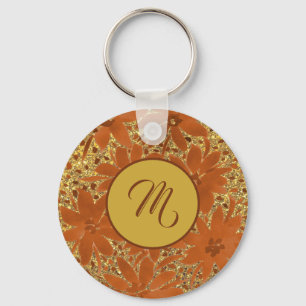 Porte-clés Élégante étincelle féminine monogrammée or