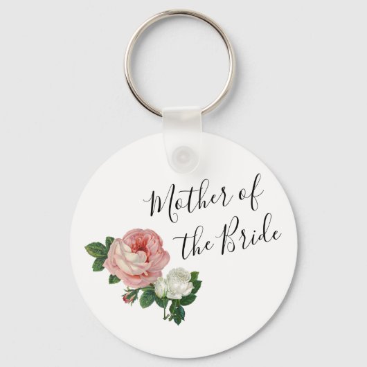 Porte-clés Élégante fleurs modernes mère rose de la mariée (Recto)