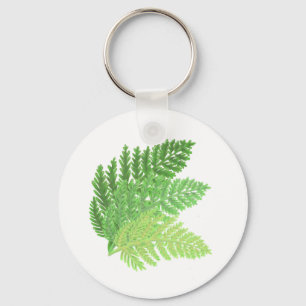 Porte-clés Élégante fougères vertes feuilles de bois