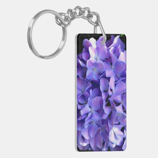 Porte-clés Elégante hydrangée violette fleurie bleu pourpre (Devant gauche)
