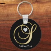 Porte-clés Élégante lettre dorée personnalisée S (Recto)