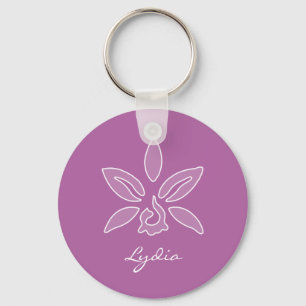 Porte-clés Elégante Orchidée Simple Gras Fleur pourpre Avec N