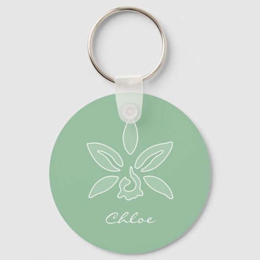 Porte-clés Elégante orchidée Simple printemps vert fleur et n (Recto)