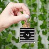 Porte-clés Élégante Parties scintillant d'argent noir Monogra (main)