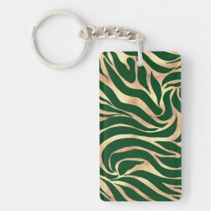 Porte-clés Elégante Parties scintillant d'or Zebra Green Pos