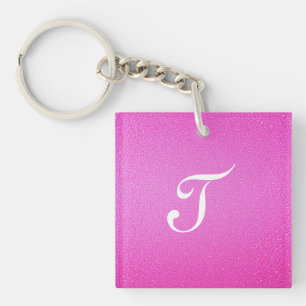 Porte-clés Élégante parties scintillant rose Monogram