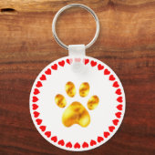 Porte-clés Elégante patte dorée avec le coeur sur blanc (Recto)