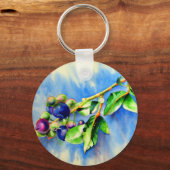 Porte-clés Elégante peinture à l'aquarelle de bleuet (Recto)