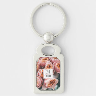 Porte-clés Elégante photo de roses roses rose Monogramme init