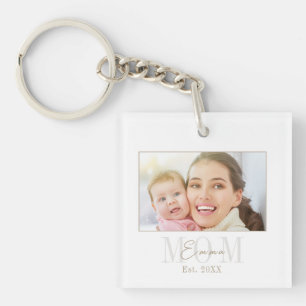 Porte-clés Élégante photo moderne de nouvelle maman année d'é