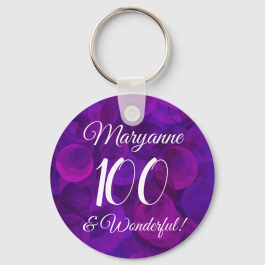 Porte-clés Elégante Purple 100 et merveilleuse fête d'anniver (Recto)