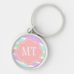 Porte-clés Élégantes couleurs pastel tendance, monogramme