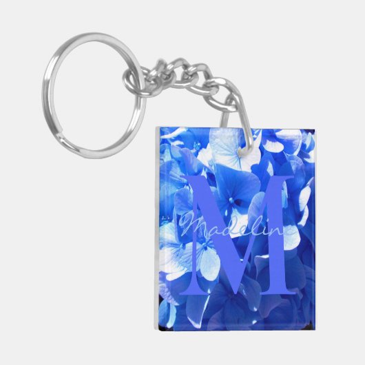 Porte-clés Élégantes fleurs bleues, élégantes hortensias bleu (Devant gauche)