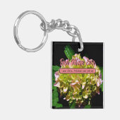 Porte-clés Élégantes fleurs d'Hydrangée vert jaune rose (Devant gauche)