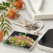 Porte-clés Élégantes fleurs d'Hydrangée vert jaune rose (Devant Droit)