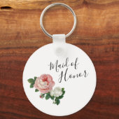 Porte-clés Élégantes fleurs modernes rose roses servante d'ho (Recto)
