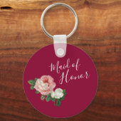 Porte-clés Élégantes fleurs modernes rose roses servante d'ho (Recto)