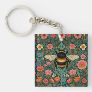 Porte-clés Élégantes florales bohèmes rétro abeille printemps