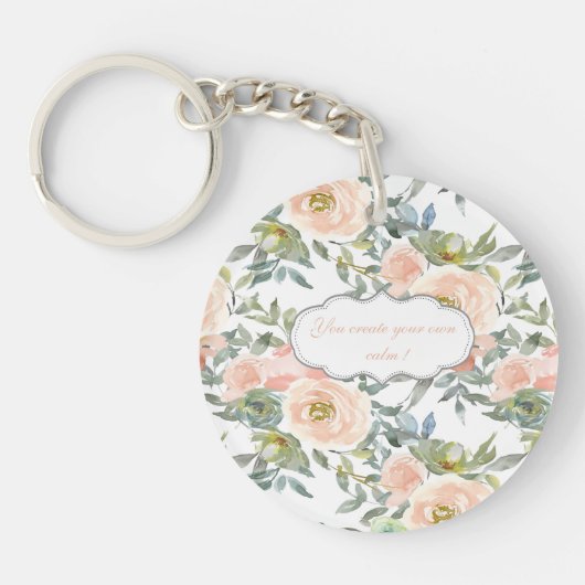Porte-clés Élégantes Roses Chic, Message Motivationnel (Devant)