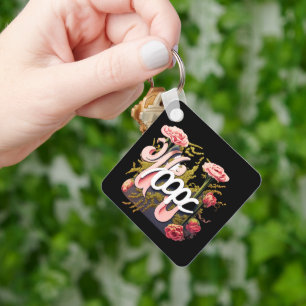 Porte-clés Élégantes Roses Roses Espoir Typographie