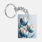 Porte-clés Élégantes tulipes bleues et blanches (Devant gauche)