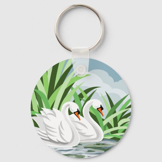 Porte-clés Élégants cygnes blancs (Recto)