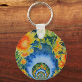 Porte-clés Élégants tournesols rétro bohèmes (Recto)