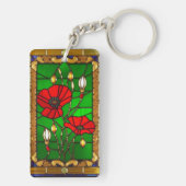 Porte-clés Élégants vitraux fleurs rouges (Dos)
