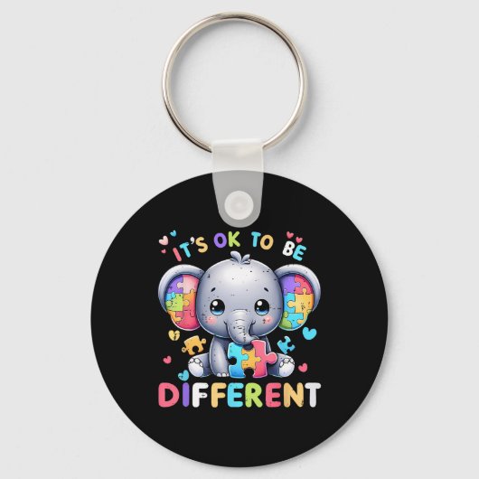 Porte-clés Élément Éléphant Cute Acceptation de l'autisme C'e (Recto)