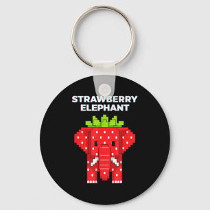 Porte-clés Élément pixel art éléphant fraise animal de jungle