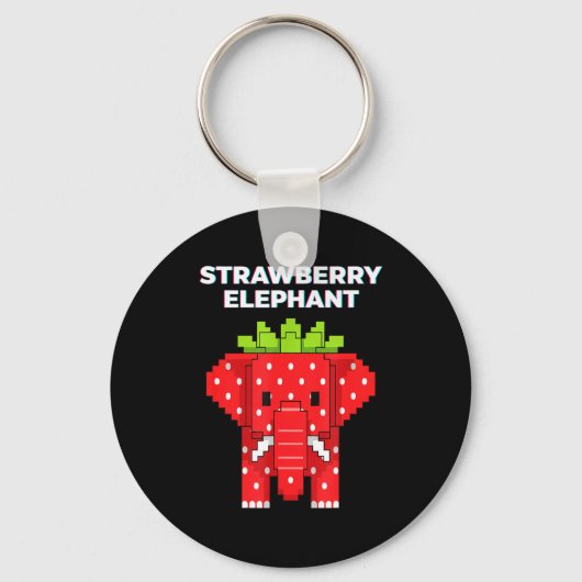 Porte-clés Élément pixel art éléphant fraise animal de jungle (Recto)
