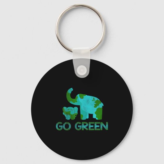 Porte-clés Élément vert éléphant nature climat protéger heure (Recto)