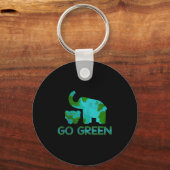 Porte-clés Élément vert éléphant nature climat protéger heure (Recto)