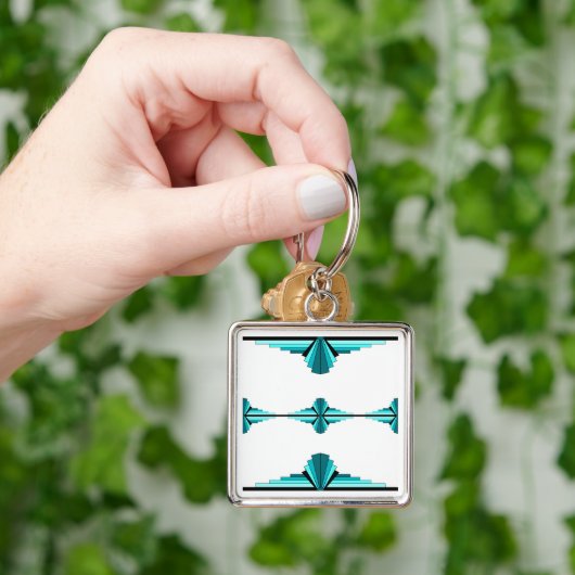 Porte-clés Éléments Art déco en vert turquoise (main)