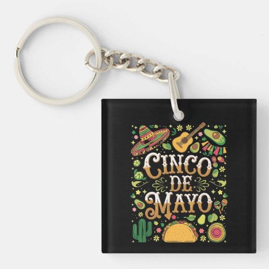 Porte-clés Éléments de fête mignons de la fête Cinco De Mayo (Devant)