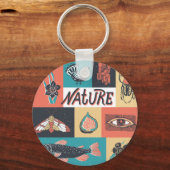 Porte-clés Éléments de la nature, Icônes de style rétro. (Verso)