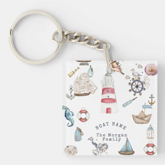 Porte-clés Éléments nautiques à l'aquarelle Marin (Devant)