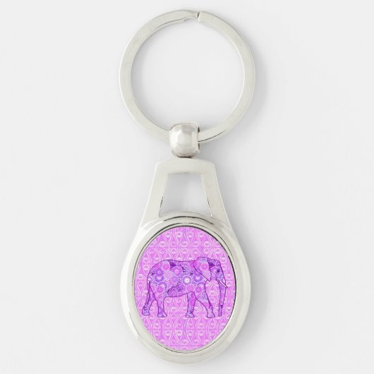 Porte-clés Éléphale tourbillon fractal - violet et orchidée (Devant)