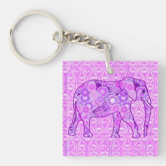 Porte-clés Éléphale tourbillon fractal - violet et orchidée (Devant)