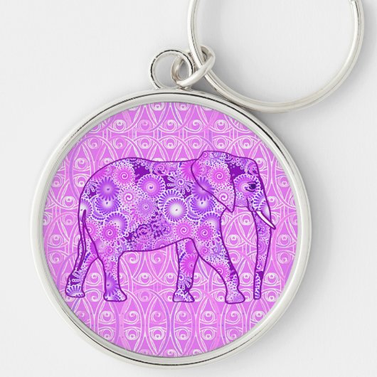 Porte-clés Éléphale tourbillon fractal - violet et orchidée (Devant)
